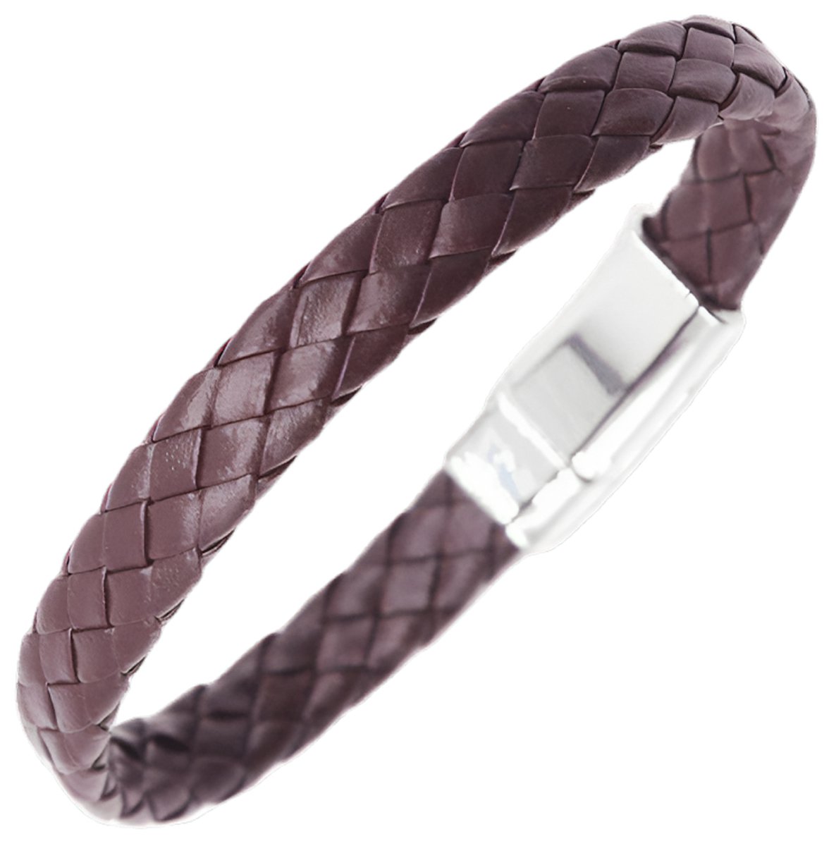 Armband Heren - Bruin Leer met Stalen Sluiting - Leren Armbanden - Papa Cadeau Voor Mannen - Vaderdag