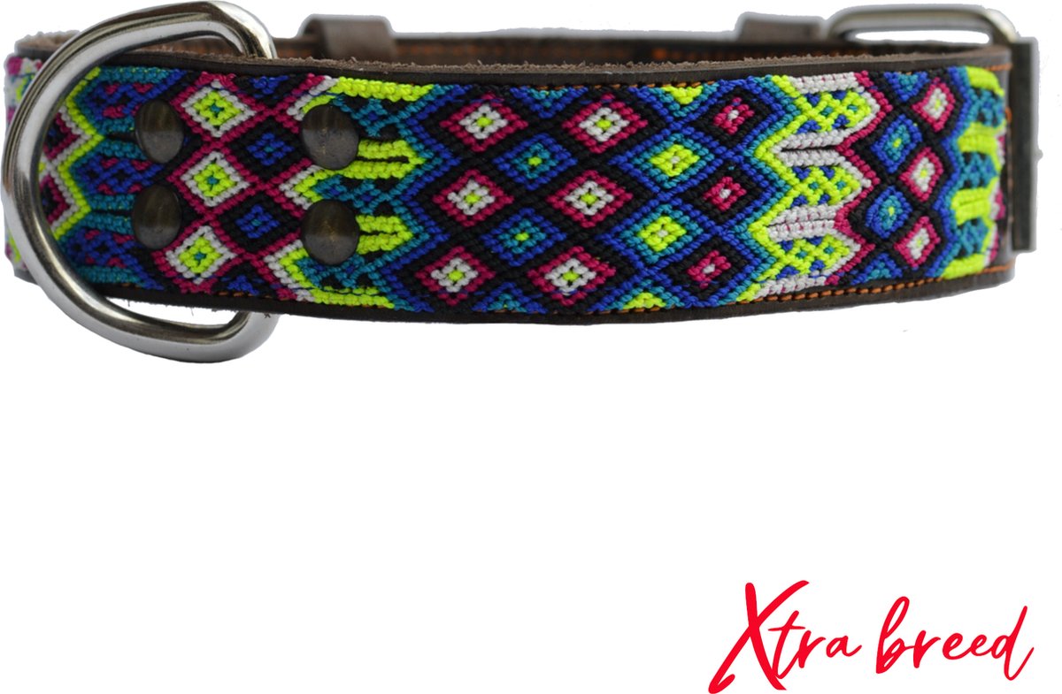 Bohemi Ibiza honden halsband, maat Large (Xtra breed), 43 - 52cm, Bruin leer