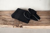 Saunapakket Zwart | Saunadoek + Slippers - schoenmaat 37/38 [wordt geleverd in zwarte cadeaudoos] - sauna cadeau man | vrouw | moeder - sauna cadeaupakket - sauna cadeauset - kerst cadeau - kerstcadeau voor vrouwen - kerstcadeau voor mannen