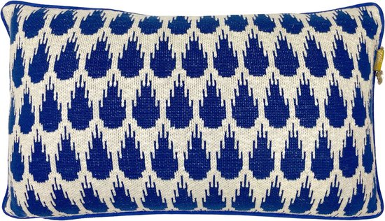 Botanic mini knitted cushion blue