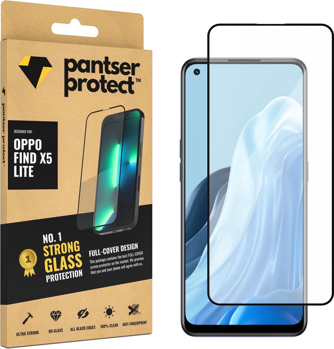 Pantser Protect™ Glass Screenprotector Geschikt voor OPPO Find X5 Lite - Case Friendly - Premium Pantserglas - Glazen Screen Protector