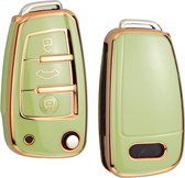 Étui de clé en TPU souple - Étui de clé adapté pour Audi A1 / A3 / A5 / A6 / Q3 / Q5 / S3 / S5 / RS - Vert et or métallisé - Étui de clé - Accessoires de vêtements pour bébé de voiture