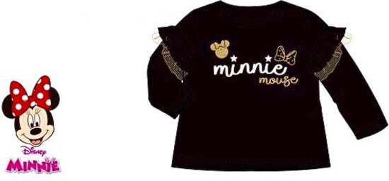 Disney Minnie Mouse Baby Shirt - Lange Mouw - Zwart/Goud - Maat 80 (Tot 18 Maanden)