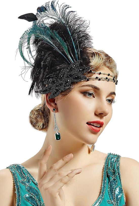 Bandeau en plumes des années 1920 pour femmes, Style Charleston des années 20, accessoires de Costume de carnaval pour dames, Great Gatsby