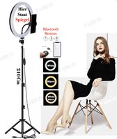 Selfie LED Ring Lamp 10inch met Spiegel en Statief 200cm Incl. afstandsbediening - Ring Lamp - flitser - Make-up light – Studiolamp - Selfie - lamp-Ringlamp - Statief - Tik tok - Ring Light HiCHiCO®