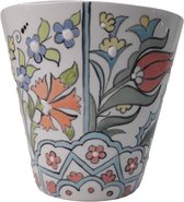 Koffie/thee beker - mok - 200ml - met bloemen - thee/koffiekopje servies - aardewerk - keramiek - handmade - handgemaakt - Handbeschilderd - handgemaakte Turkse tegelkunst - cadeau - valentijnscadeau - vaderdagcadeau -verjaardagscadeau