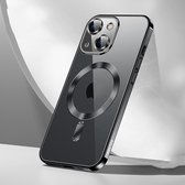 Sulada Soft case TPU en shockproof en lensbeschermer met magnetische ring voor de iPhone 15 Zwart