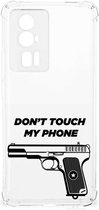 Cover Case Geschikt voor Xiaomi Poco F5 Pro Telefoonhoesje met doorzichtige rand Pistol Don't Touch My Phone