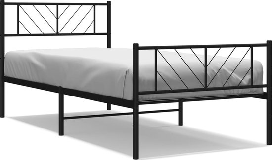 vidaXL-Bedframe-met-hoofd--en-voeteneinde-metaal-zwart-100x200-cm