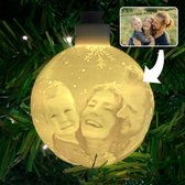 Kerstbal met foto - Gepersonaliseerde kerstbal met verlichting - Foto cadeau - 3D gedrukt- Uniek geschenk - Middel