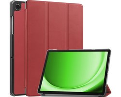 Hoesje Geschikt voor Samsung Galaxy Tab A11 / A9 - Dun & Stevig - Trifold Bookcase - Hard Cover - Hardcover Book Case - Tablet Hoes - Donkerrood