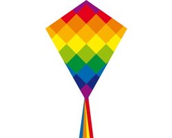 HQ kindervlieger Eddy Rainbow Patchwork 58 X 70 cm - Eenlijns vlieger voor kinderen vanaf 5 jaar