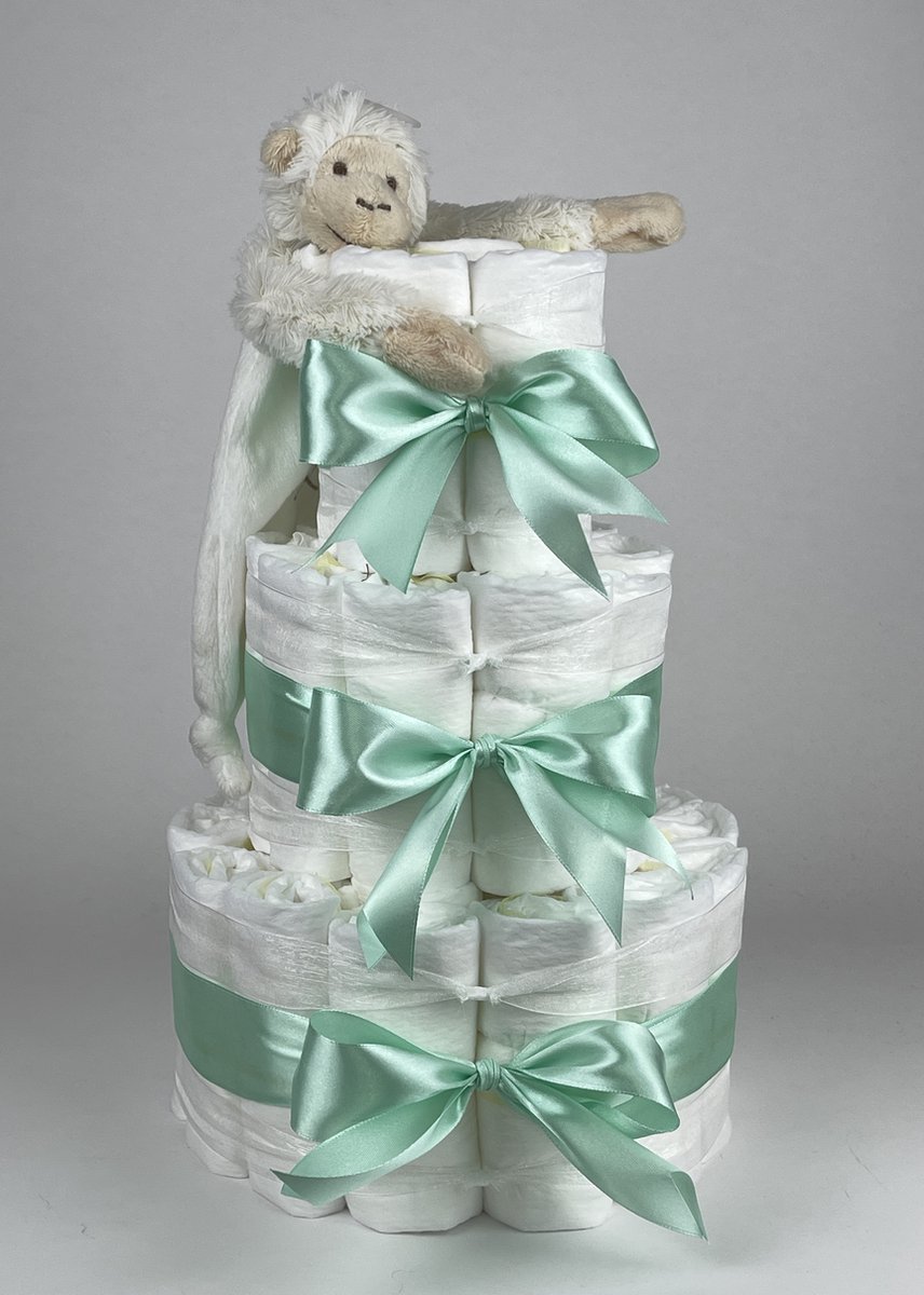 Goedkoopste Chouette-Chouette | Luiertaart Neutraal | Kraamcadeau | Geboorte Jongen Meisje | Babyshower | Tuttle Aap Mickey Ivory - Groen