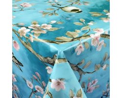 Rond Tafelzeil - Ø 140 cm - Vogels - turquoise