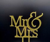 MR & MRS - Taart Topper - Acryl - Goud Glitter