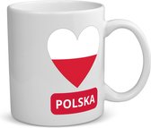 Akyol - tasse à café coeur drapeau polska - tasse à thé - Pologne - voyageurs - touriste - cadeau d'anniversaire - souvenir - vacances - cadeau - capacité 350 ML