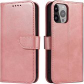 Iphone 15 Pro hoesje - Magnetisch - Roze - Book Case en Back Cover