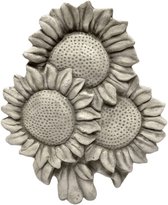 Tuinbeeld zonnebloemen voor op te hangen (Wit/ gepattineerd) - Decoratie voor binnen/buiten