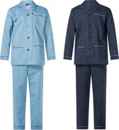 2 heren pyjama's poplin katoen van Gentlemen 9420/9421 blauw en navy maat 64