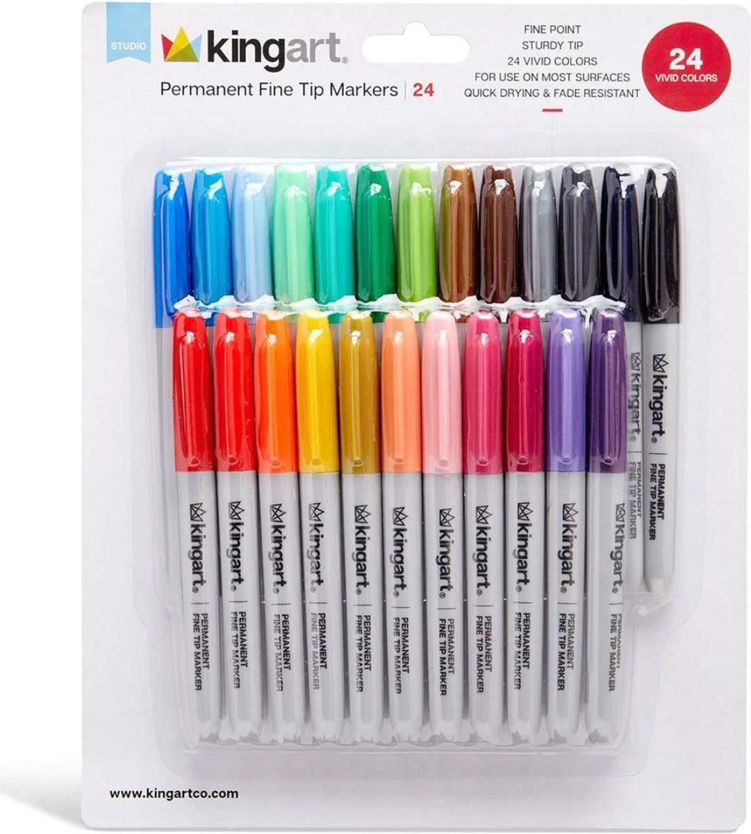 24 stuks permanent markers fijne tip multicolor