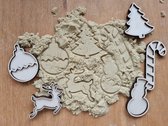 Setje mini speelframes Kerst - Kerstmis vulvormen - Stempels - Speeltray set - Kersboom - Kerstbal - Speelzand -Speelrijst - Zand - Sneeuwpop - Rendier - Zuurstok