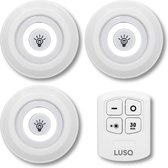 Lampes LED LUSQ® - 3 pièces - Lampes à pression - Dimmable - Télécommande - Autocollantes - Lumière LED - Sans fil