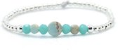 Heaven Eleven KIDS - meisjes - armband - zilver - 925 - 2,5mm - turkoois 15cm