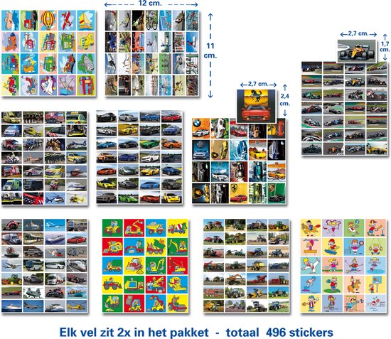 Stammetjes Beloningsstickers Voertuigen & Sport - Motivatiestickers Kinderen - Pakket van 480 Stickers