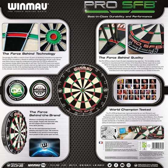 Winmau - Pro SFB Dartbord Met 2 Sets Dartpijlen