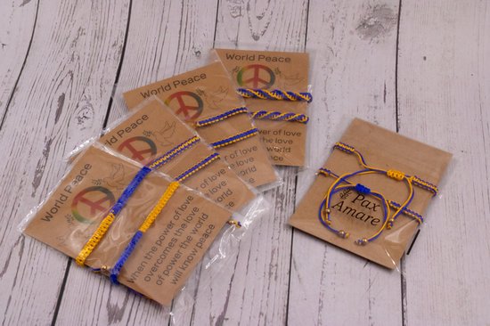 Bracelets d'amitié pour 2 Ukraine "Paix mondiale" - Bracelets épais - Bracelet BFF sur carte cadeau - Pax Amare