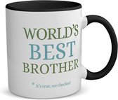 Akyol - world's best brother koffiemok - theemok - zwart - Broer - een broer - verjaardagscadeau - cadeau voor broer - gift - kado - 350 ML inhoud