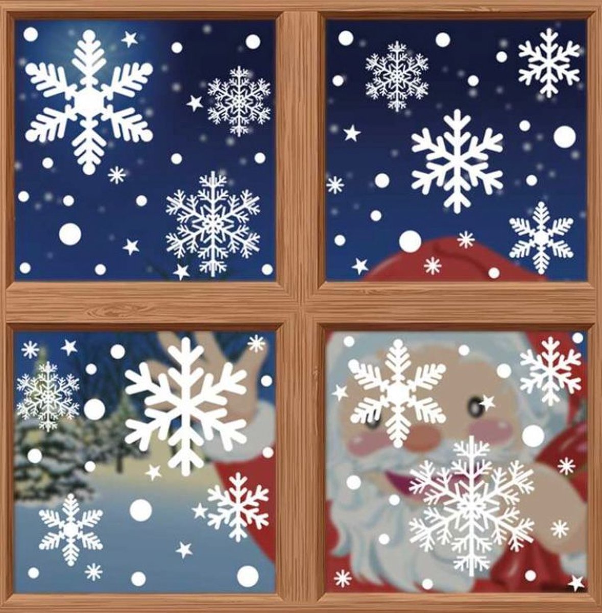 Raamstickers - Sneeuwvlokken - Wit - Dubbelzijdig - Kerst - Raamversiering