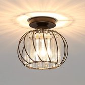 Mini Kristallen Plafondlamp - Moderne Plafond Licht - Zwart Metalen Kristallen Kroonluchter voor Keuken - Hal - Eetkamer - Woonkamers - Bar (Klein)