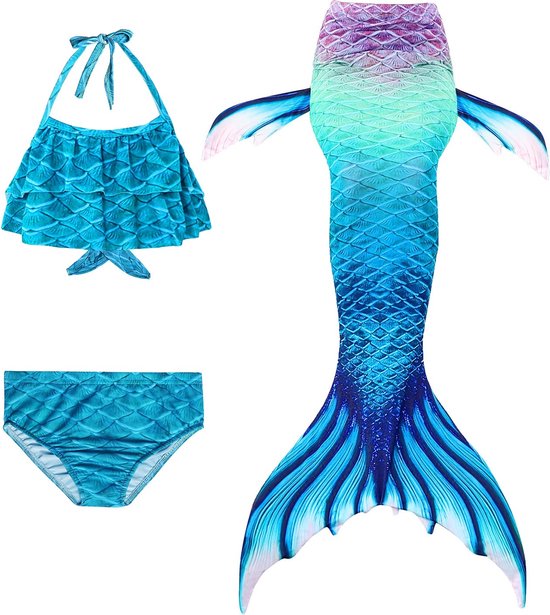 Foto: Zeemeerminstaart inclusief monovin en bikini set mermaid staart oceans paars maat 116 122