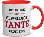 Akyol - geweldige tante koffiemok - theemok - rood - Tante - liefste tante - verjaardagscadeau - verjaardag - cadeau voor tante - kado - 350 ML inhoud