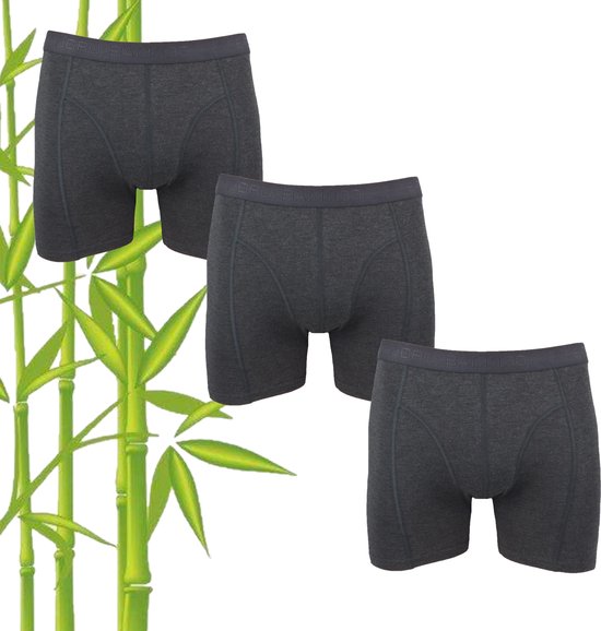 3-Pack Boru Bamboe heren boxershorts Antraciet maat L