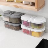 Repus - Set van 2 - Snacks voedselbakje to go - Bewaarbakjes - Voedsel Container - 2 vakken - Reizen - Wit