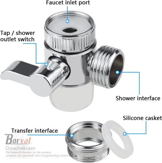 Vanne 3 Voix Douche, M22 X M24 Adaptateur Vanne Aiguillage, Valve Inverseur De Douche 3 Voies, Vanne Inversion, Robinet Inverseur Diverter Rechange Pour Salle De Bain, Cuisine, Lave-Linge, Évier
