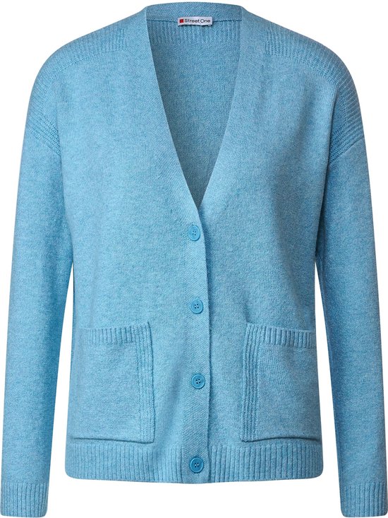 Street One cardigan w. rib details - Dames Vest - Light Aquamarine Blue