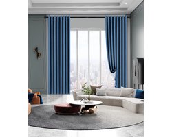 SB Line Kant en klaar Gordijn - Verduisterend - Met ringen - 300x260 cm - Blauw