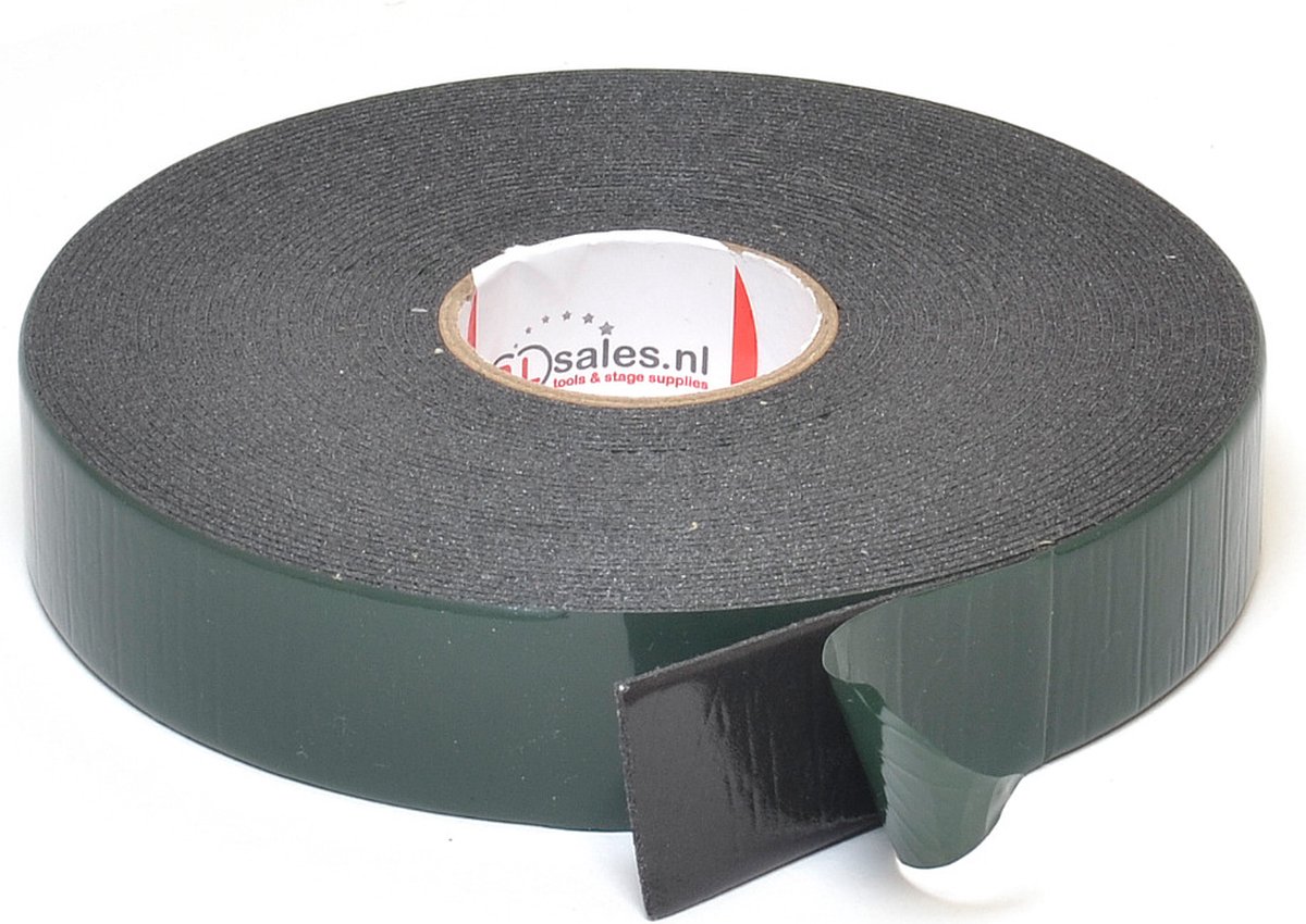 Dubbelzijdige foam tape 25mm x 10m Zwart