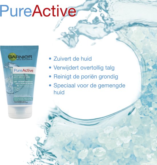 Garnier Pure Active Reinigingsgel Anti-Eters voor een Gemengde Huid - Tegen mee-eters & verstopte poriën - 150 ml - Garnier