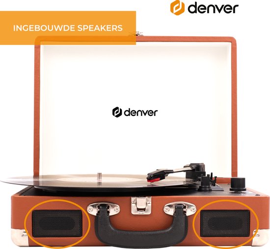 Denver Platenspeler - Ingebouwde Speakers - Incl. PC Software - Auto-stop - Retro - VPL120 - Bruin