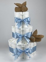 Chouette-Chouette | Luiertaart Jongen | Kraamcadeau | Geboorte Jongen | Babyshower | Konijnen Sand - Blauw