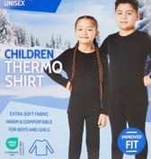 Kinder thermo shirt - maat 110/116 unisex zwart - warm en comfortabel - thermoshirt voor kinderen