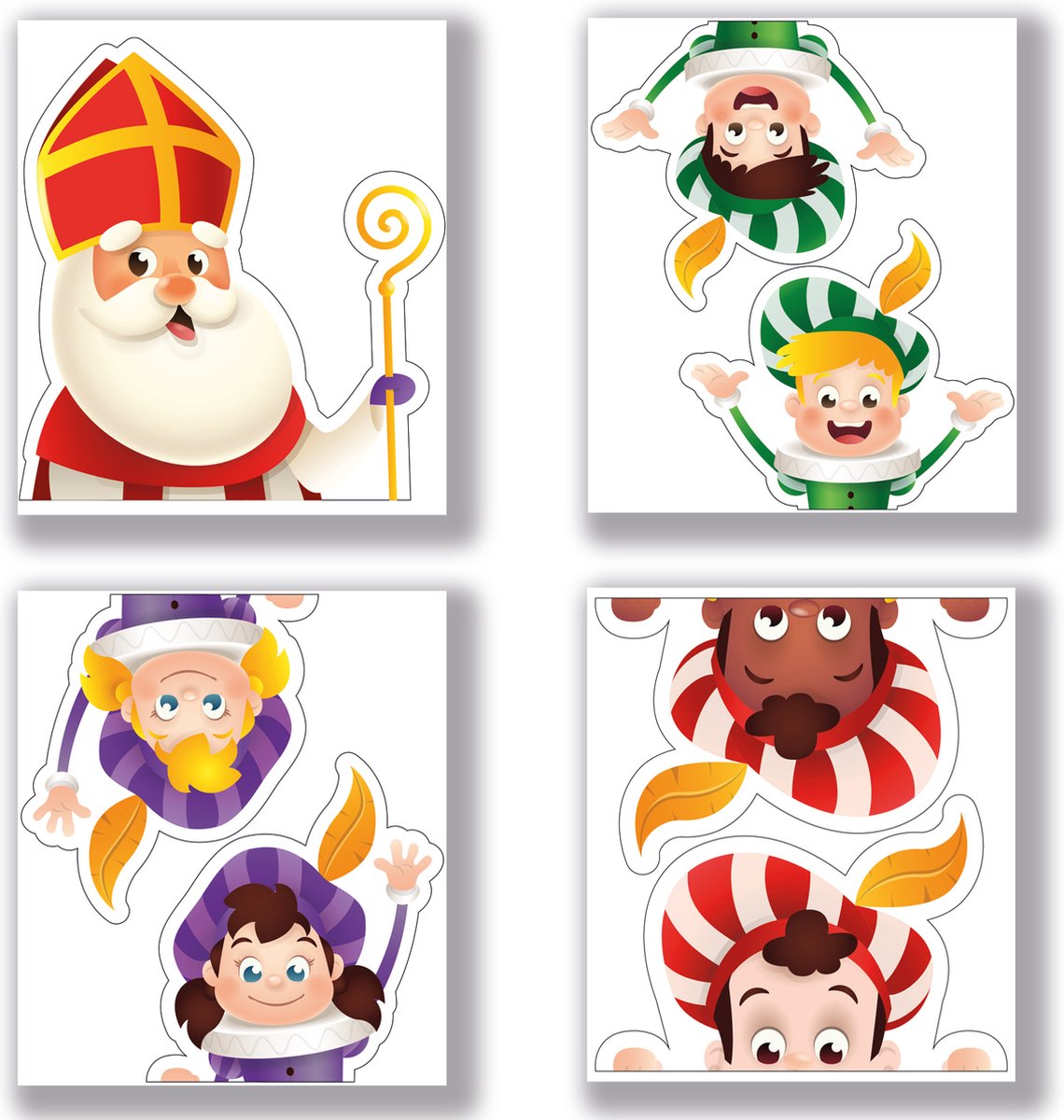 Whaka Raamstickers Sinterklaas 4x A4 Met Gluurpiet Kleurrijke Sinterklaas