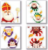 Whaka raamstickers Sinterklaas - 4x A4 - Met Gluurpiet - Kleurrijke Sinterklaas decoratie & versiering