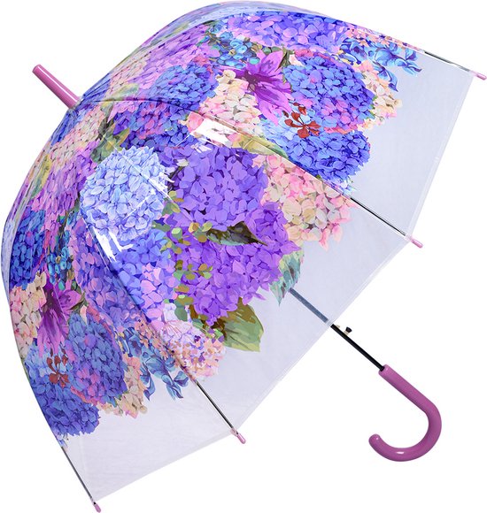 Clayre & Eef Paraplu Volwassenen 60cm Paars Kunststof Hortensia