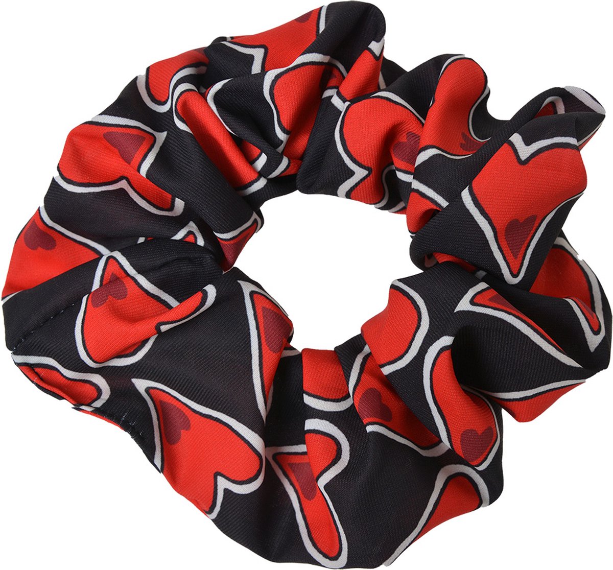 Clayre & Eef Haarelastiek Rood Zwart Synthetisch Hartjes