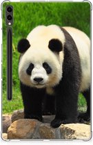 Hoesje Geschikt voor Samsung Galaxy Tab S9 Plus Tablethoes Kinderen Panda met transparant zijkanten